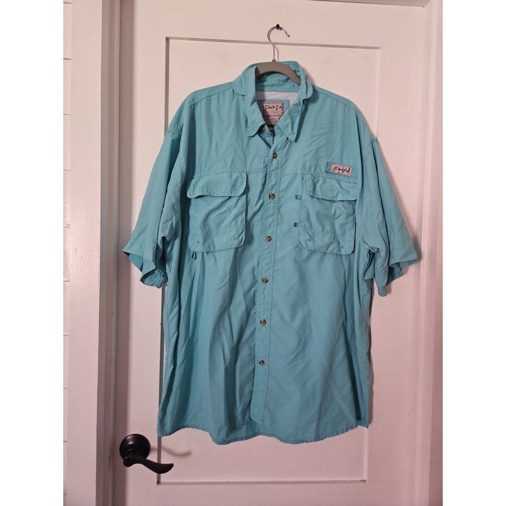 Bimini Bay Outfitters Vent Night Fishing Shirt XXL Aqua Turquoise Mens SS